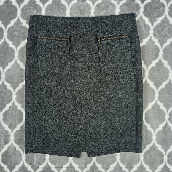 J.Crew Pencil Skirt Womens 8 Charcoal Gray Wool Blend Zip Pockets Lined Vented - Picture 1 of 8
